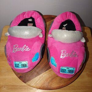 Barbie Pink Plush Car Slippers Womens Size 9-10 Cozy Indoor Shoes